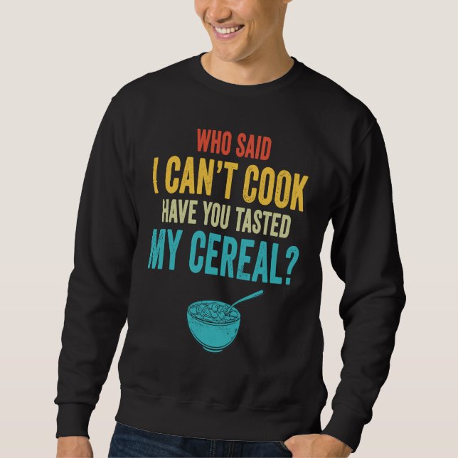 Cooking Cereal Chef Food Snack Kitchen Retro Vinta Lång Ärmad Tröja (Framsida)