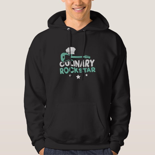 Cooking Chef Culinary Rockstar I spelar Guitar Hoodie (Framsida)