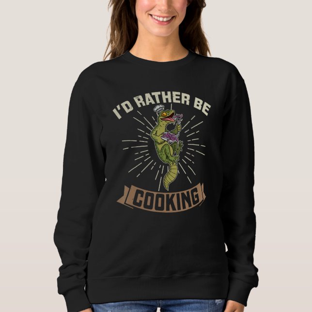 Cooking chefs hat lizard reptile kitchen restauran t shirt (Framsida)