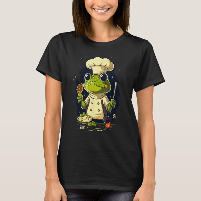 Cooking Frog Restaurant cook on Frog chef T Shirt (Framsida)