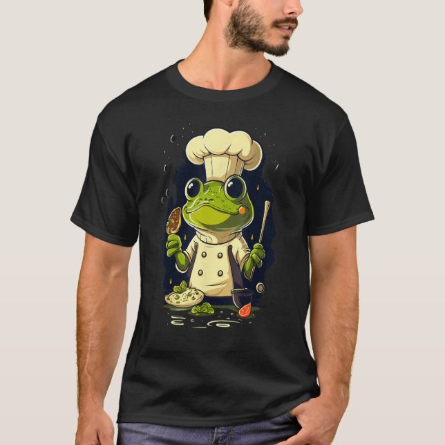 Cooking Frog Restaurant cook on Frog chef T Shirt (Framsida)