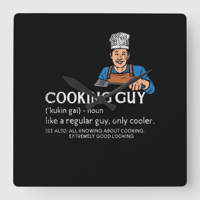 Cooking Guy Definition Fyrkantig Klocka (Framsida)