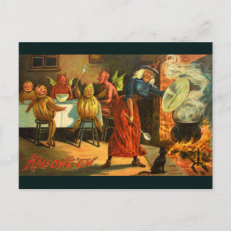 Cooking Halloween Witch Vykort