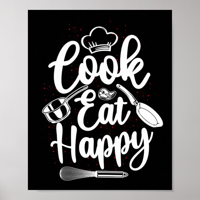 Cooking Kitchen Chef Cook Eat Lycklig Cook Poster (Framsidan)