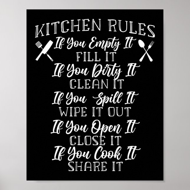 Cooking Kitchen Chef Kitchen Rules If You Empty It Poster (Framsidan)