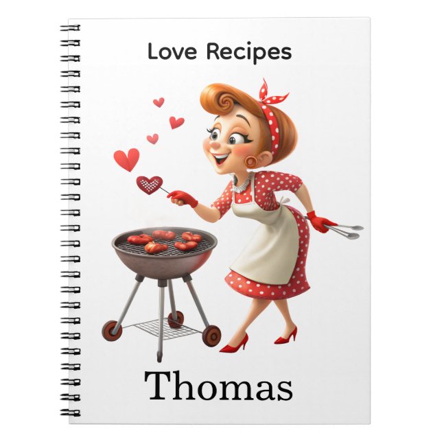 Cooking Love Red Hearts Recipe Spiral Notebook  Anteckningsbok (Framsidan)