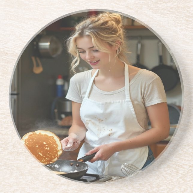 Cooking Pancakes Photo Customize Underlägg (Framsidan)