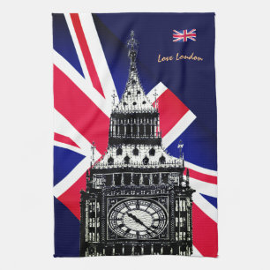 Cooking UK & British Flagga, Big Ben London, Chefs Kökshandduk