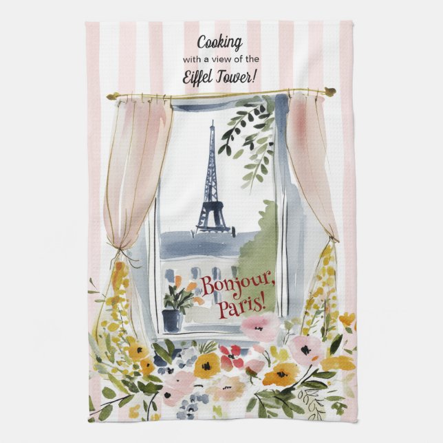 Cooking with a view of the Eiffel Tower Kökshandduk (Vertikal)