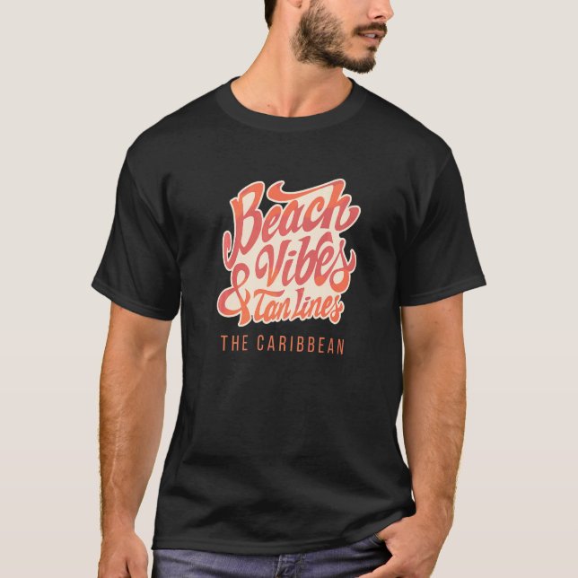 Cooköarna Beach Vibes och Tan Linjer T Shirt (Framsida)