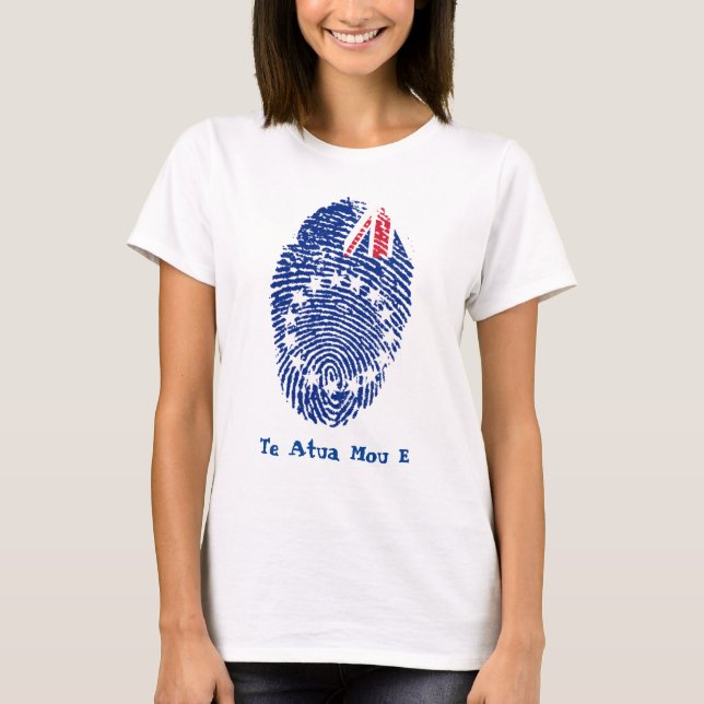 Cooköarna Flagga Fingerprint T Shirt (Framsida)