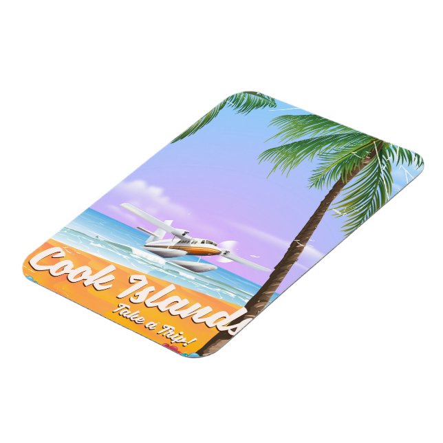 Cooköarna Vintage resa strand affisch. Magnet (Vänstra Sidan)