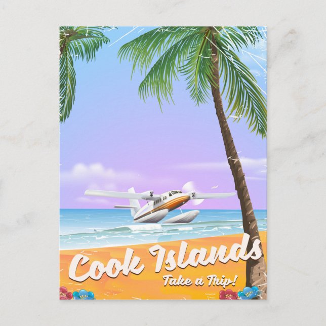 Cooköarna Vintage resa strand affisch. Vykort (Framsida)