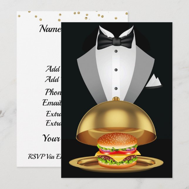Cookout BBQ Tuxedo Hamburger-inbjudan Inbjudningar (Fram/baksida)