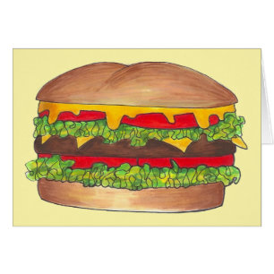 Cookout Hamburger Burger Cheeseburger Fast Food Hälsningskort