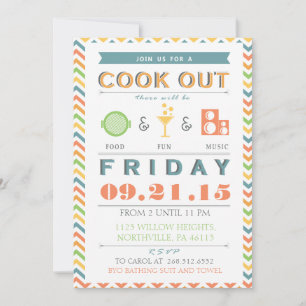 Cookout Inbjudan (BBQ) för livsmedel, Roligt och m