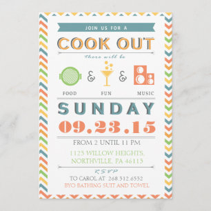 Cookout Inbjudan (BBQ) för livsmedel, Roligt och m