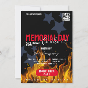 COOKOUT Minnesdag-evenemang Patriotiska flygblad Inbjudningar