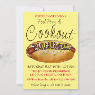Cookout Picnic Detroit Michigan Coney Hund Hotdog Inbjudningar