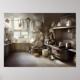 Cooks Kitchen Scene Digital Art Poster
