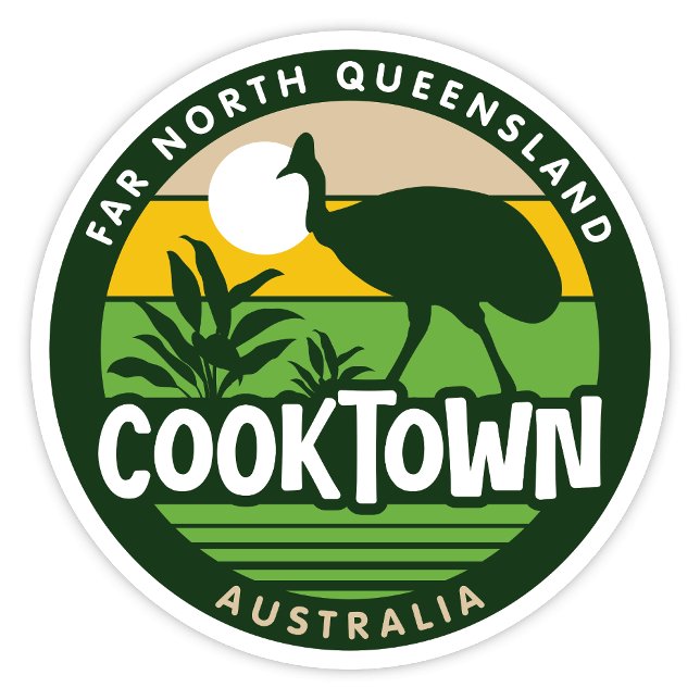 Cooktown, Queensland Australia Sticker Klistermärken (Cooktown Far North Queensland, Australia Retro Round Sticker)