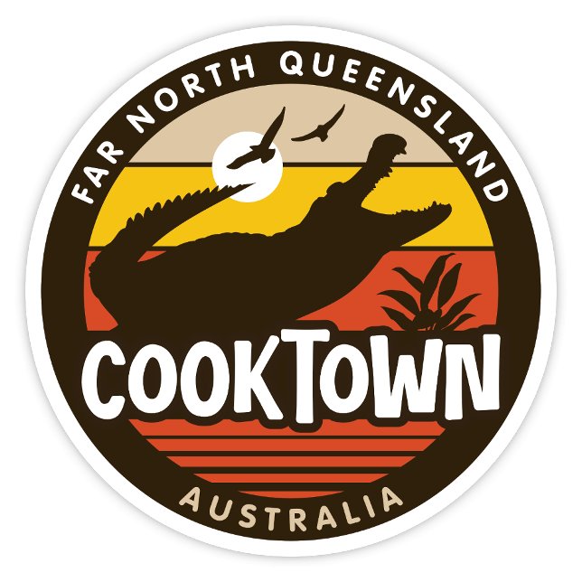 Cooktown, Queensland Australia Sticker Klistermärken (Cooktown Far North Queensland, Australia Retro Round Sticker)