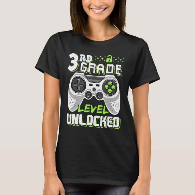 Cool 3rd Grade Level Unlocked Video Game Back To S T Shirt (Framsida)