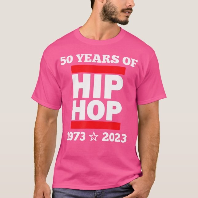Cool 50 Years Of Hip Hop Fifty Red And White T Shirt (Framsida)
