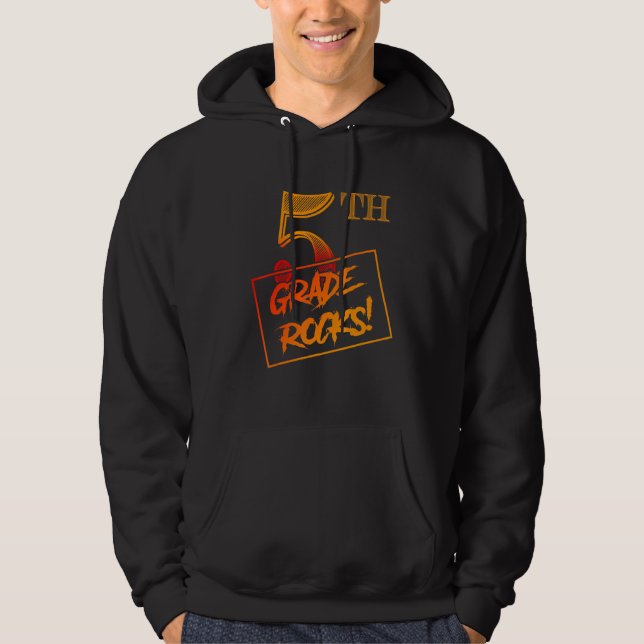 Cool 5th Grade Rocks  Teacher Back To School Hoodie (Framsida)