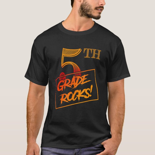 Cool 5th Grade Rocks  Teacher Back To School T Shirt (Framsida)