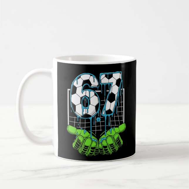 Cool 67 Fotboll Nummer Eld Is Sport Kraft Stil Kaffemugg (Vänster)