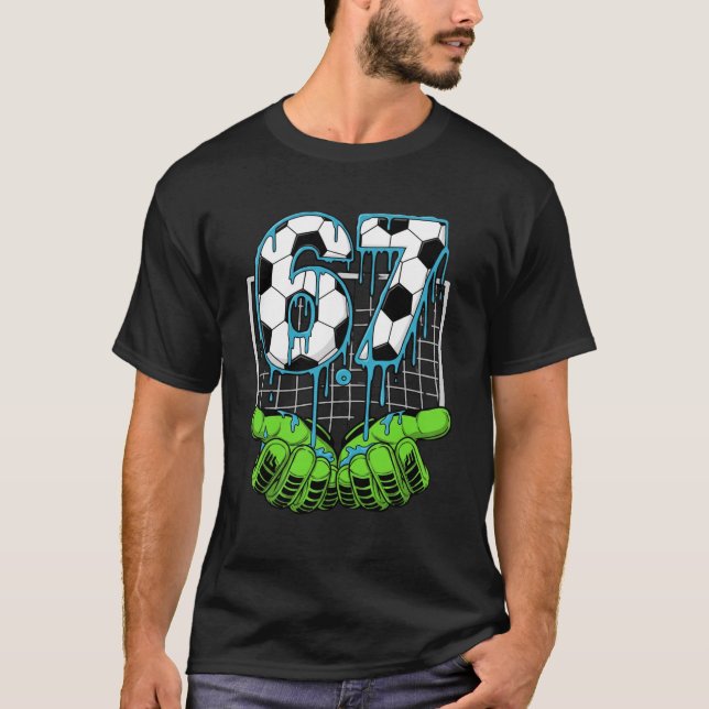 Cool 67 Fotboll Nummer Eld Is Sport Kraft Stil T Shirt (Framsida)