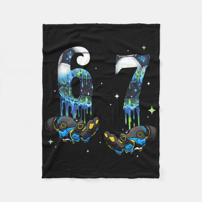 Cool 67 Six Seven Meme Fotboll Fotbyll Drip Pojkar Fleecefilt (Framsidan)