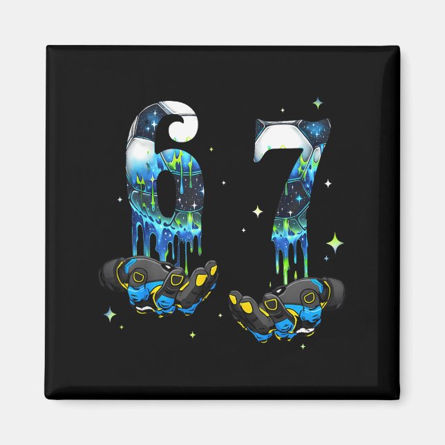 Cool 67 Six Seven Meme Soccer Football Drip Boys K Magnet (Framsidan)