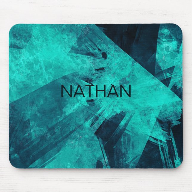 Cool Abstract Jagged Blue Art Personalised Musmatta (Framsidan)