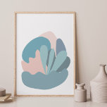 Cool Abstract Modernism in Blue and Blush Poster<br><div class="desc">This pretty modern art design features fun organic shapes in a beautiful color palette of soft blues and blush pink.</div>
