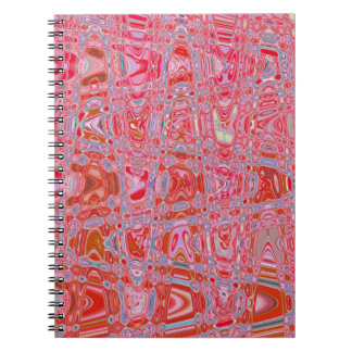 Cool Abstract Red and Pink Retro Zigzag Waves Anteckningsbok