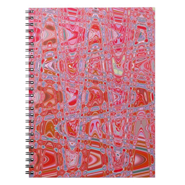 Cool Abstract Red and Pink Retro Zigzag Waves Anteckningsbok (Framsidan)