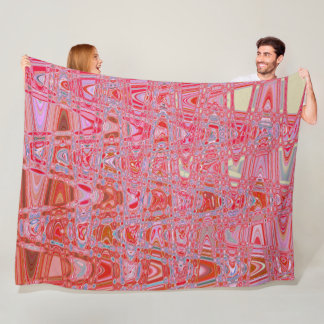 Cool Abstract Red and Pink Retro Zigzag Waves Fleecefilt
