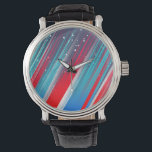 Cool Abstract Red White Blue Brush Strokes Armbandsur<br><div class="desc">Cool Abstract Red White Blue Brush Strokes</div>