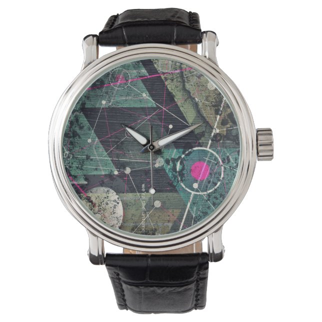 Cool abstrakt digital graffiti konst geometrisk armbandsur (Framsida)