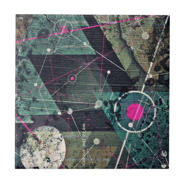 Cool abstrakt digital graffiti konst geometrisk kakelplatta (Framsidan)