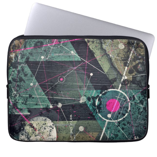 Cool abstrakt digital graffiti konst geometrisk laptop fodral (Framsidan)