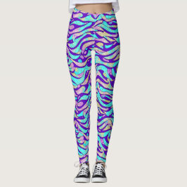 Cool abstrakt färgrik blå geometrisk mönster leggings