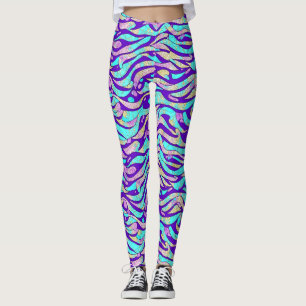 Cool abstrakt färgrik blå geometrisk mönster   leggings