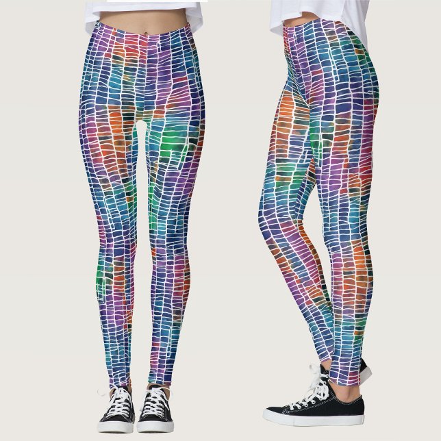 Cool Abstrakt Konstnärlig Regnbåge Vattenfärg Möns Leggings (Skapare uppladdad)
