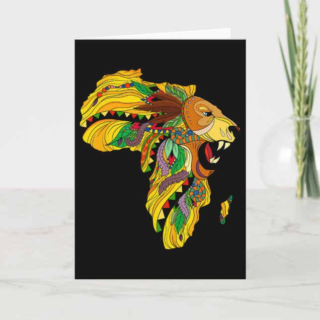 Cool Afrika Karta Lejon Tril Afrikansk Kung Svart  Kort (Framsida)