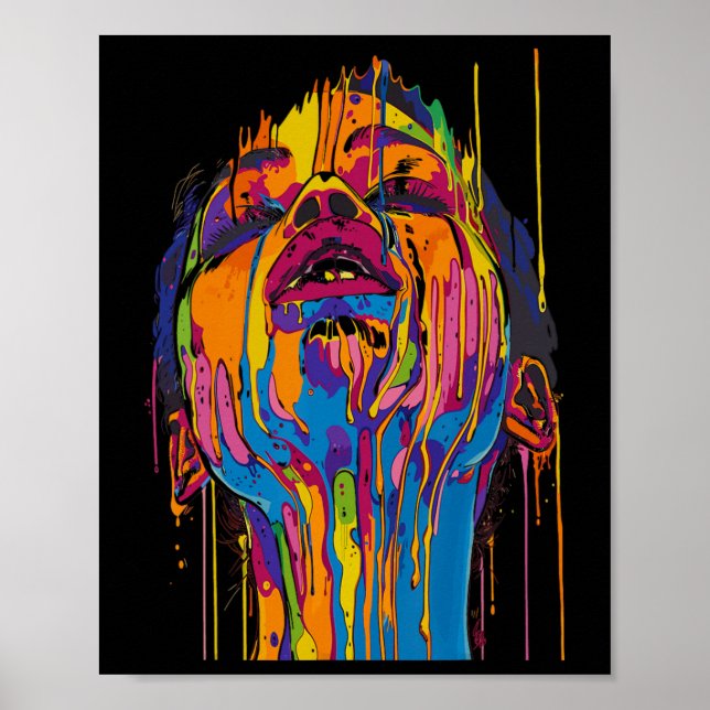 Cool afrikansk kvinna Afro Färg Målad ansikte June Poster (Framsidan)