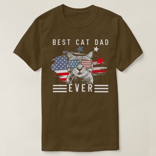 Cool American Cat  Best Cat Dad Ever Meow Kitty Ca T Shirt (Design framsida)