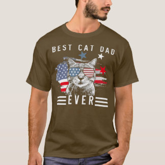 Cool American Cat Best Cat Dad Ever Meow Kitty Ca T Shirt